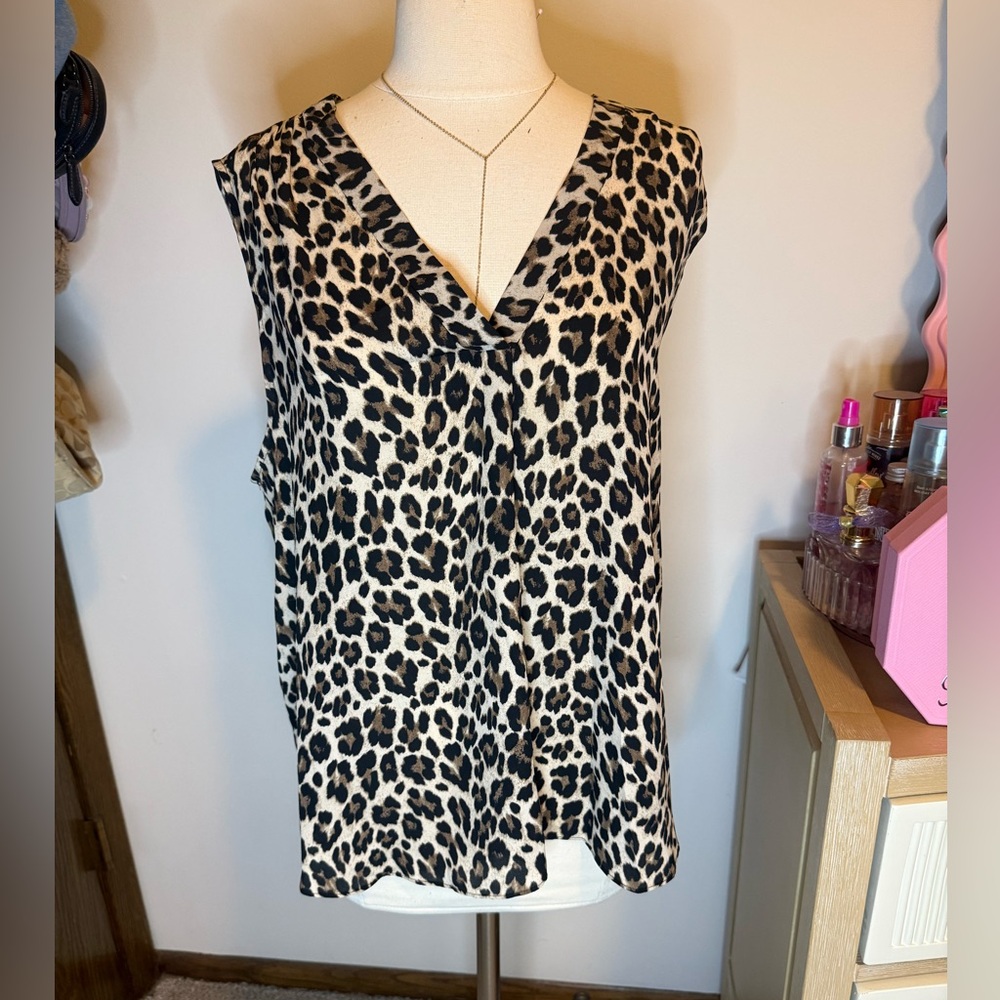 Vince Camuto Animal Print V-Neck Blouse